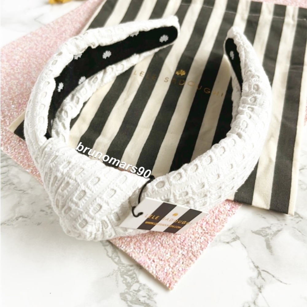 Lele Sadoughi Bianca Eyelet Knotted Headband